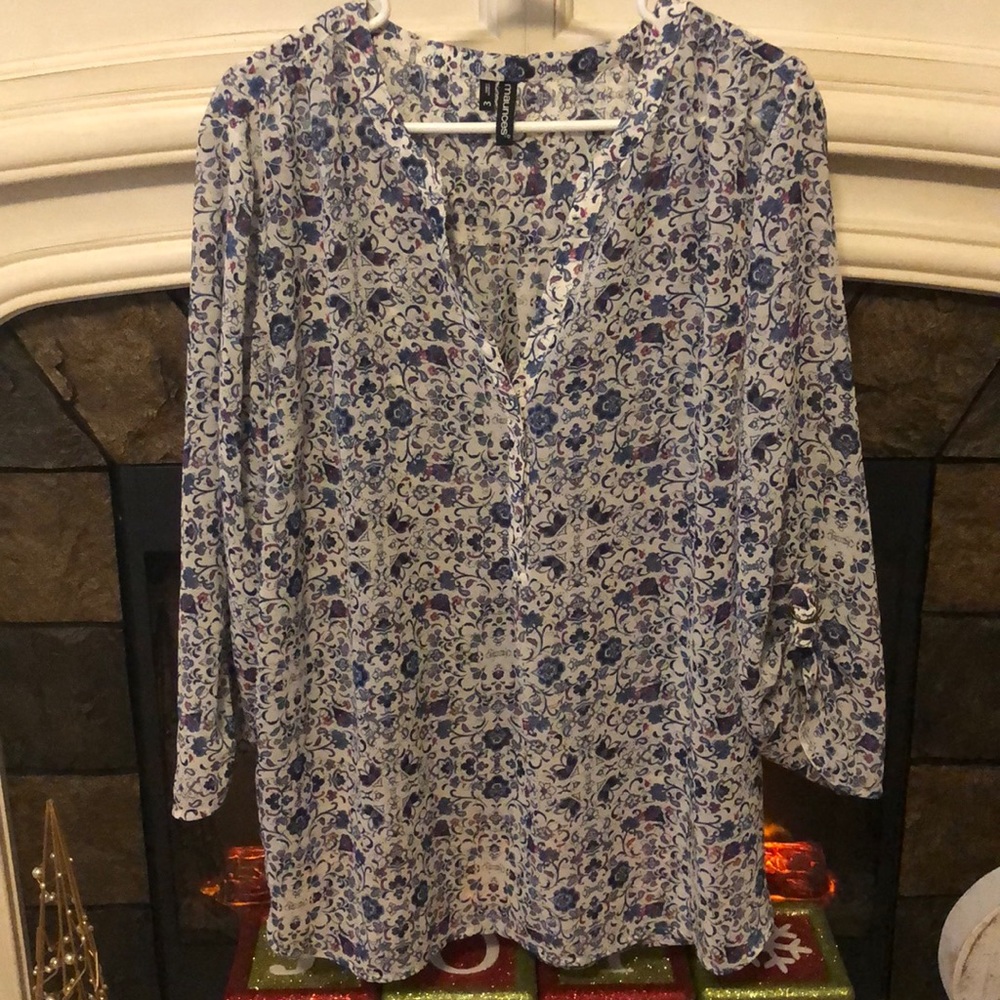 Maurices Sheer Print Top NWOT